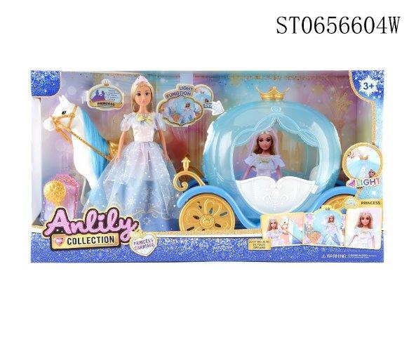 Anlily Princess Doll with Blue Carriage & Horse