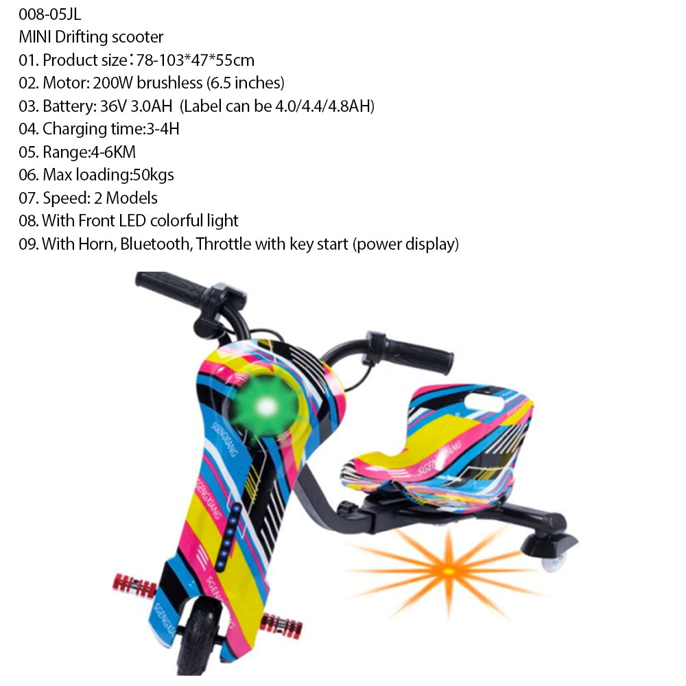 Mini Drifting Scooter – Neon Stripes Edition