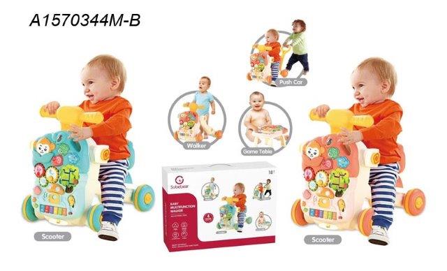4-in-1 Baby Walker Scooter – Walker, Push Car & Table
