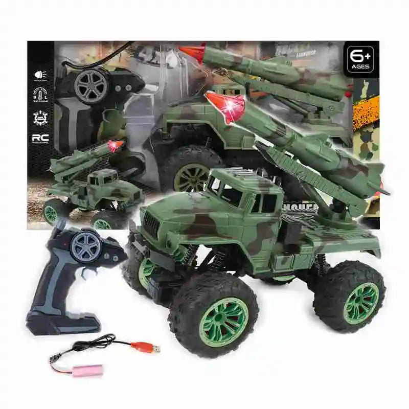 Long distance remote control rocket launcher car toy military rc car