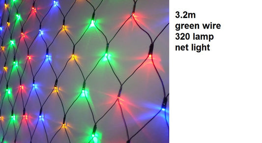 320 Lamp Multicolor Net Light (3.2m Green Wire)