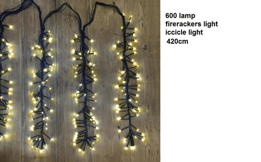 600 Lamp Firecracker Icicle Light – Warm White 420 cm