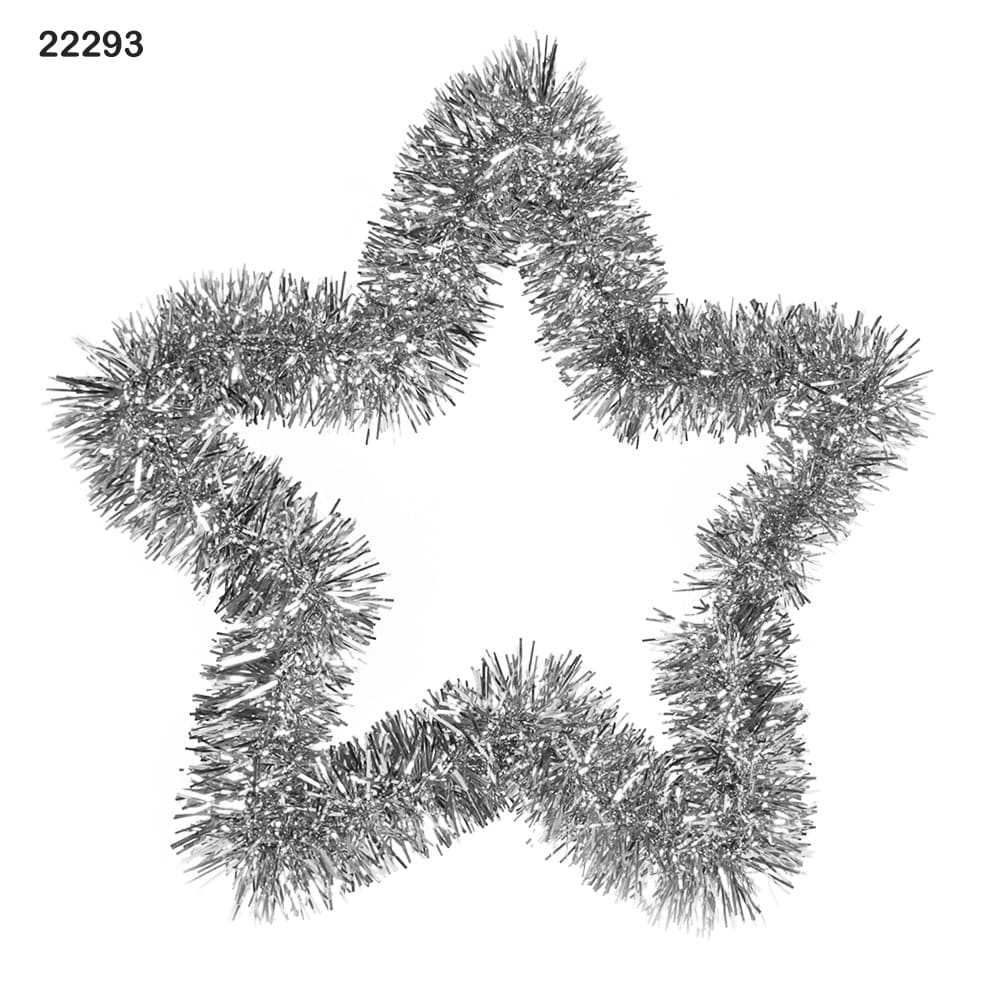 Silver Tinsel Star Christmas Decoration