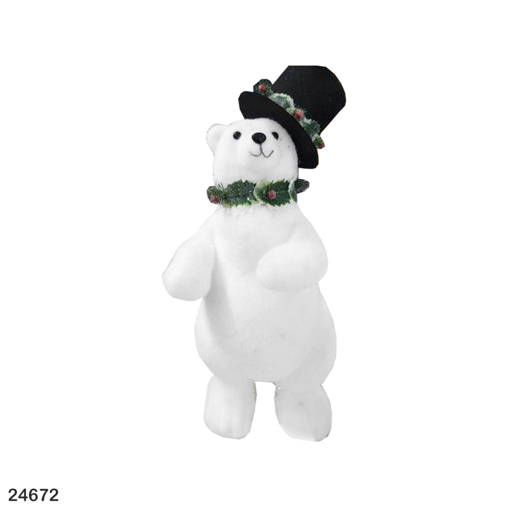 Standing Polar Bear Christmas Decoration with Hat