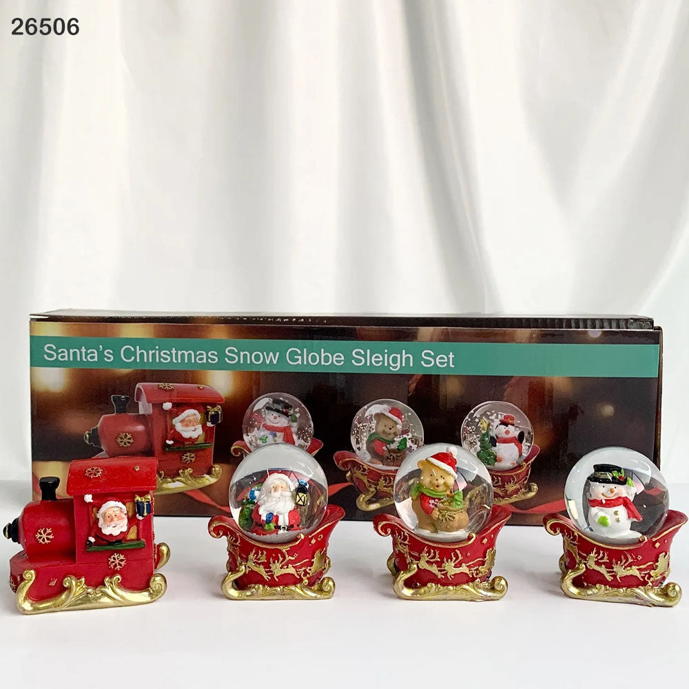 Santa’s Christmas Snow Globe Sleigh Set