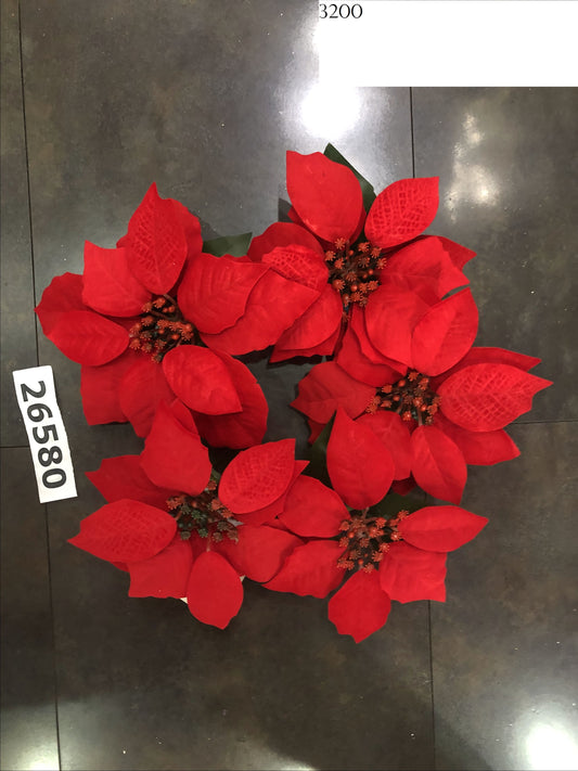 Red Poinsettia Christmas Wreath