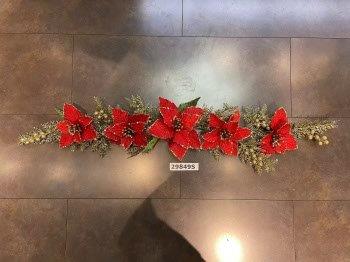 Glittered Red Poinsettia Branch with Berries