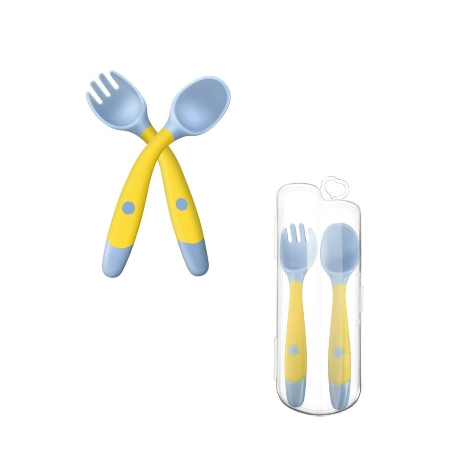 twisted silicone spoon and fork baby safety feeding tools