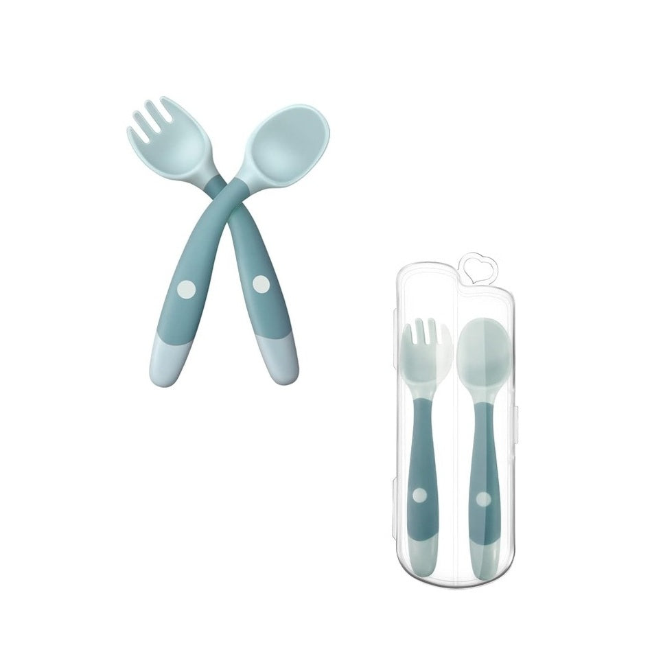 twisted silicone spoon and fork baby safety feeding tools