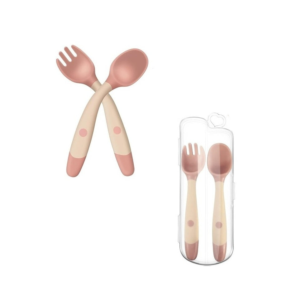 twisted silicone spoon and fork baby safety feeding tools