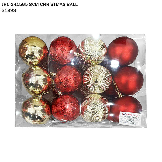8cm Christmas Ball Set – Red & Gold (12pcs)
