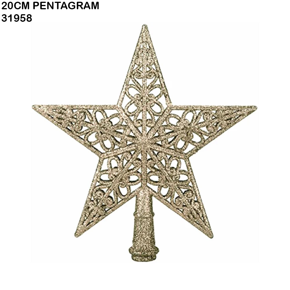 20cm Glitter Pentagram Tree Topper