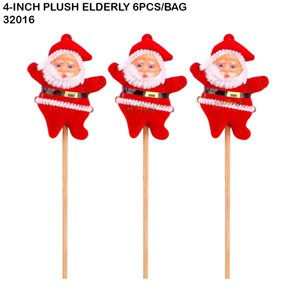 4-inch Plush Santa Elderly Figurine (6pcs/Bag)