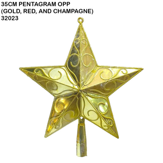 35cm Pentagram Christmas Tree Star Topper (Gold, Red, Champagne)