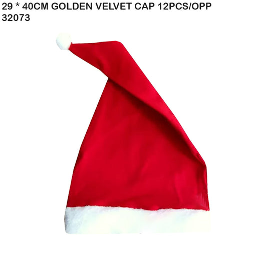 29×40cm Golden Velvet Christmas Cap