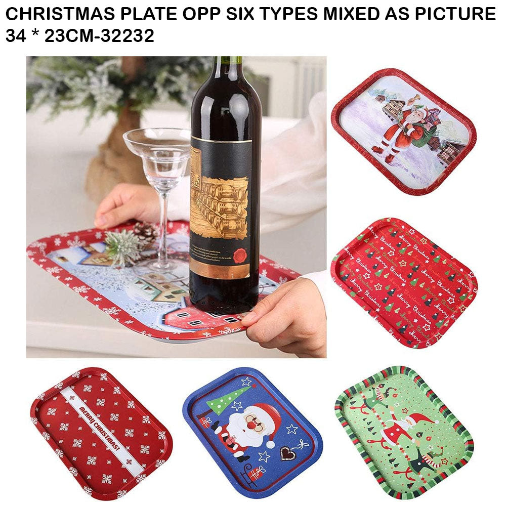 Christmas Plate OPP Six Types Mixed (34×23cm)