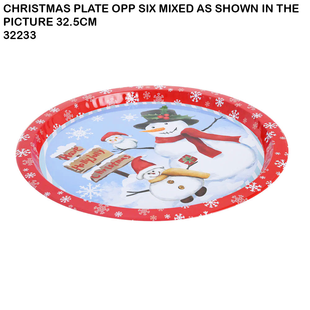 Christmas Plate OPP Six Mixed (32.5cm)