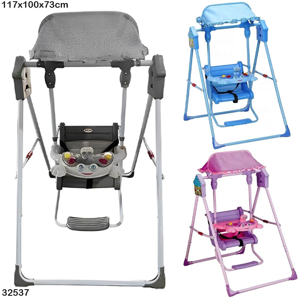 Baby Swing with Canopy & Toy Tray