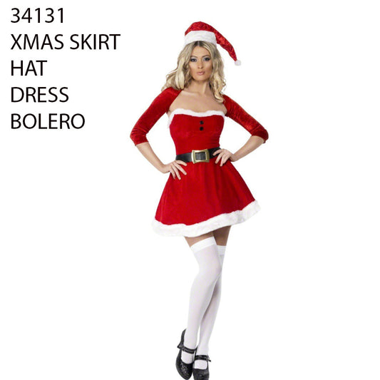 Xmas Dress Set with Hat & Bolero