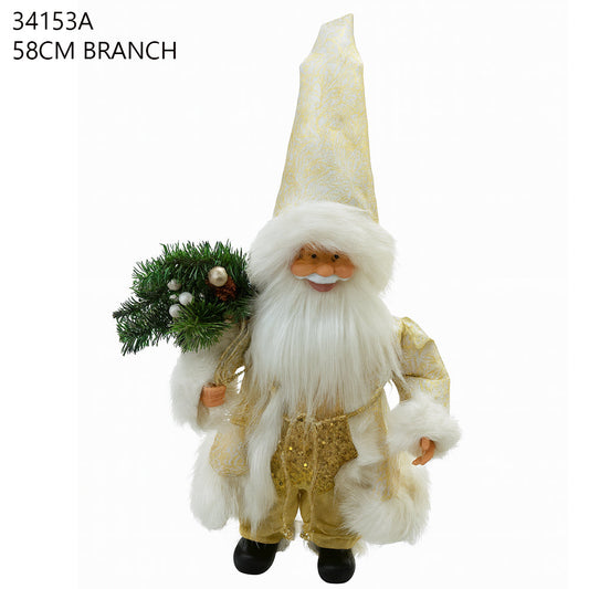 58cm Gold Santa Figurine with Branch
