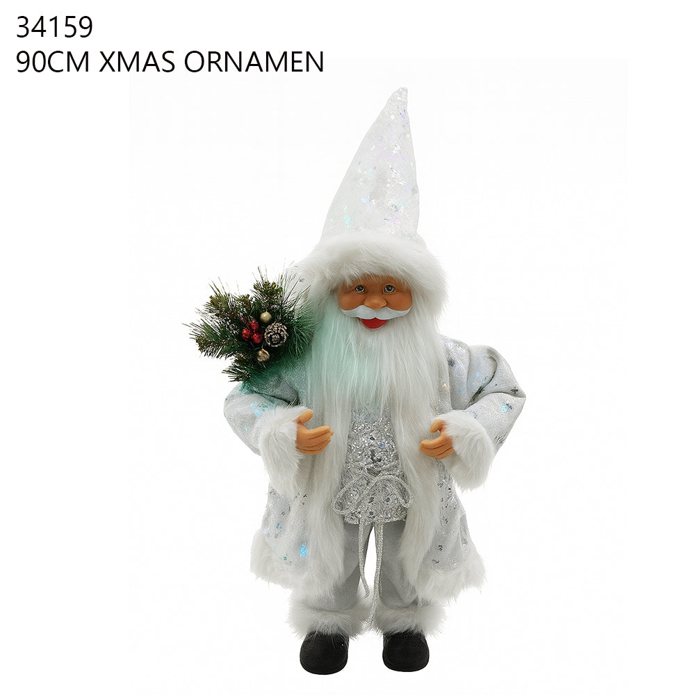 90cm White Santa Figurine