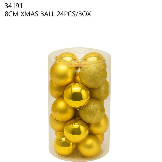 8 cm Gold Christmas Ball Set (24 pcs)