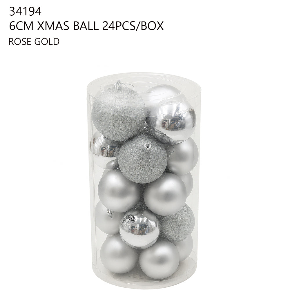6 cm Rose Gold Christmas Ball Set (24 pcs)