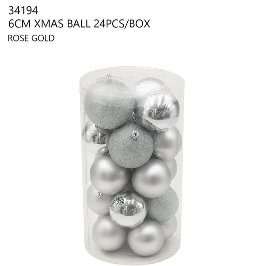 6 cm Rose Gold Christmas Ball Set (24 pcs)