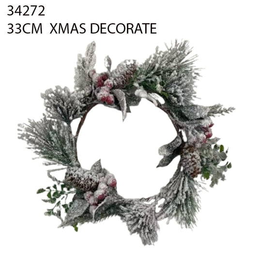 33 cm Christmas Wreath – Frosted Pine