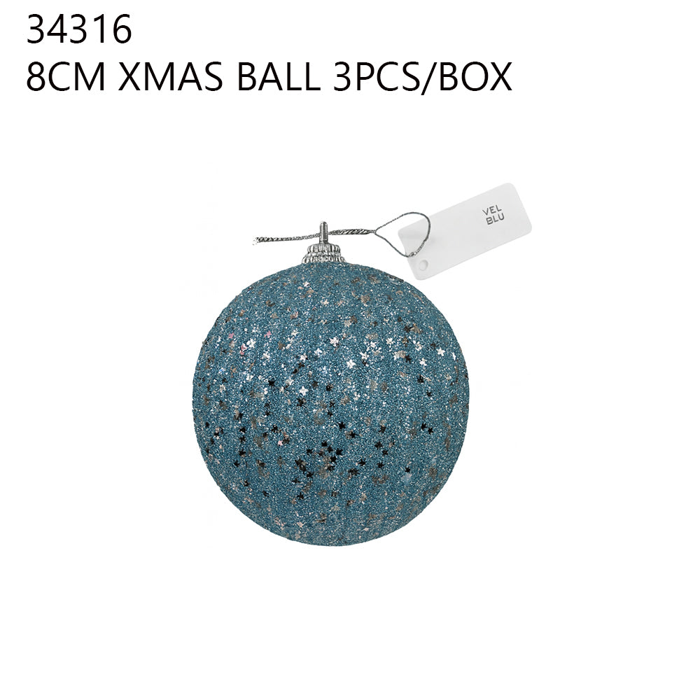 10CM Xmas Ball 2PCS/Box – Blue Glitter Dots