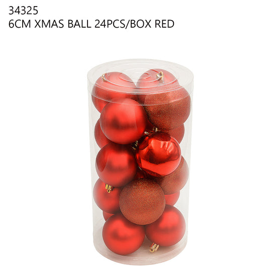 6CM Christmas Ball 24PCS/Box – Red
