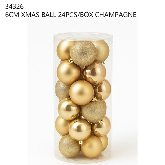 6CM Christmas Ball 24PCS/Box – Champagne