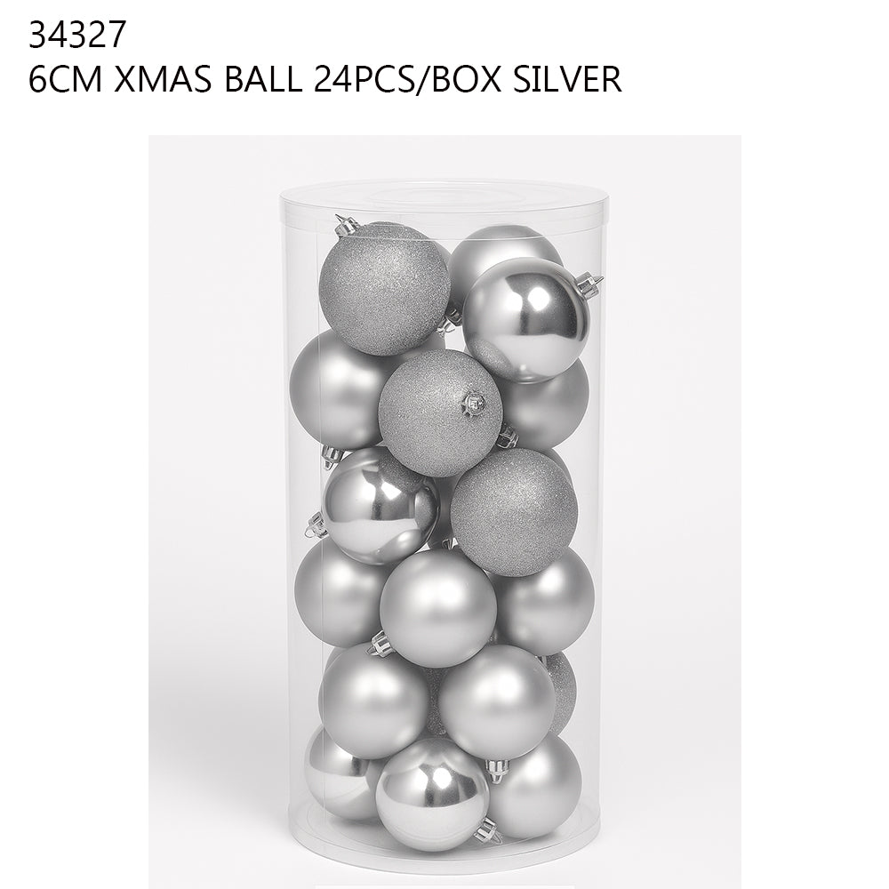 6CM Christmas Ball 24PCS/Box – Silver
