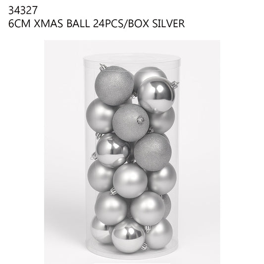 6CM Christmas Ball 24PCS/Box – Silver
