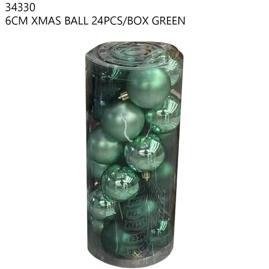6CM Christmas Ball 24PCS/Box – Green