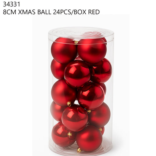 8CM Christmas Ball 24PCS/Box – Red