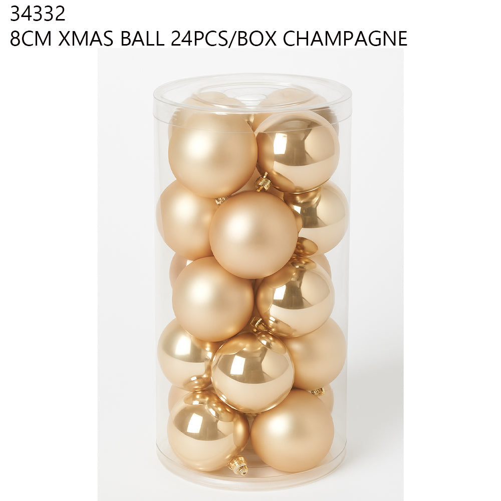 8CM Christmas Ball 24PCS/Box – Champagne