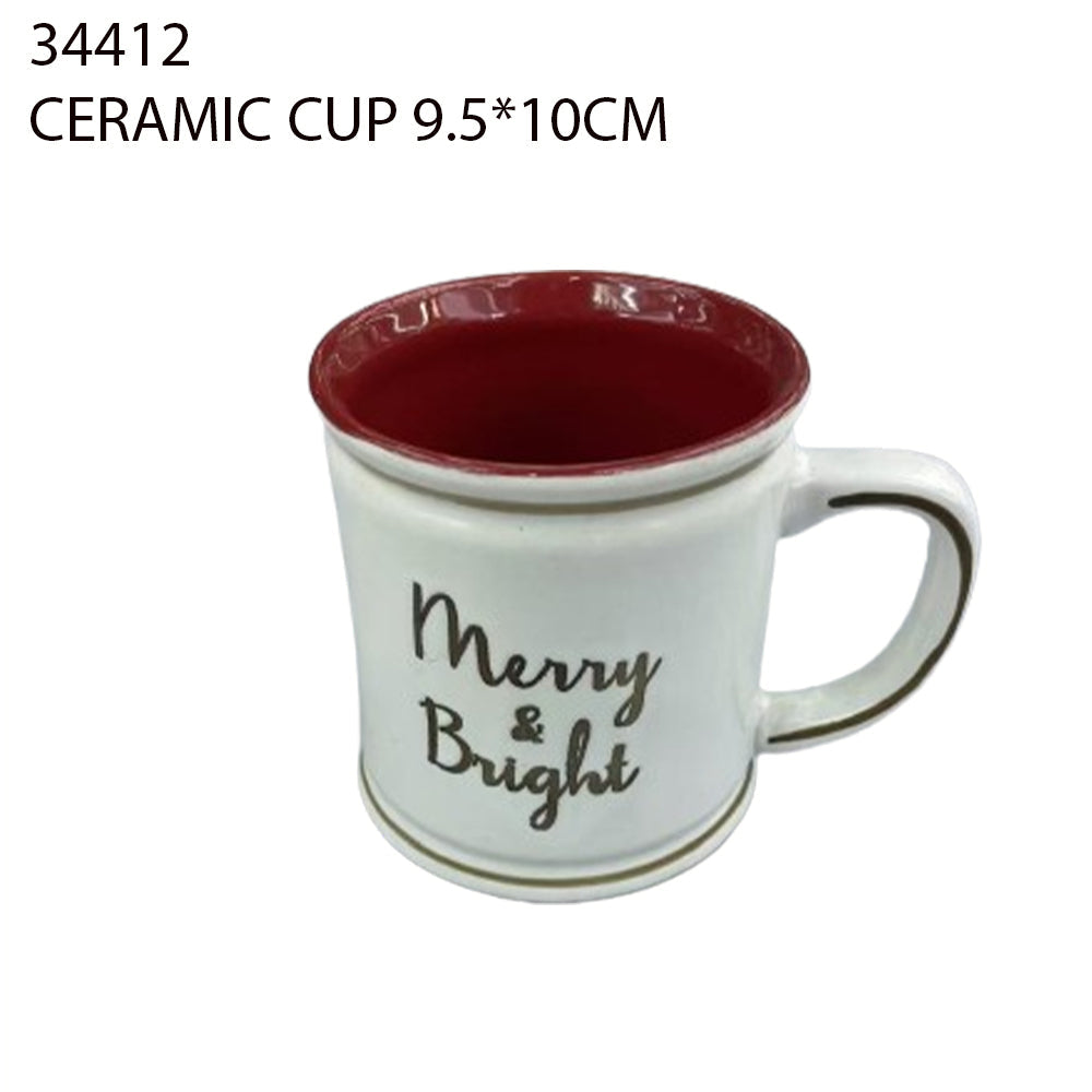 Ceramic Christmas Mug “Merry & Bright” – 9.5×10cm