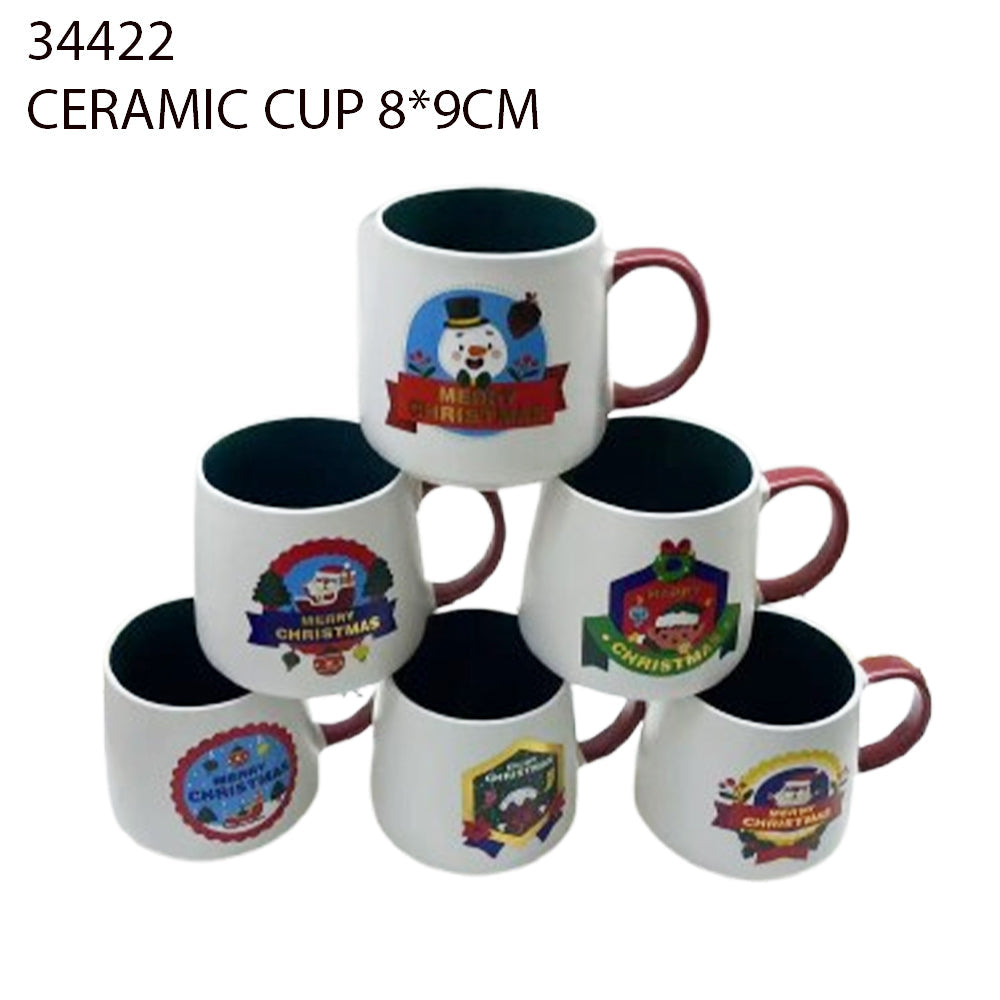 Ceramic Christmas Mug – Assorted Badge Prints – 8×9cm