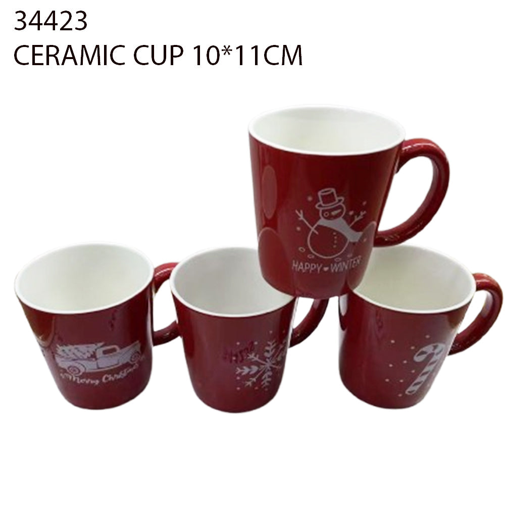Ceramic Christmas Mug – Red Series – 10×11cm