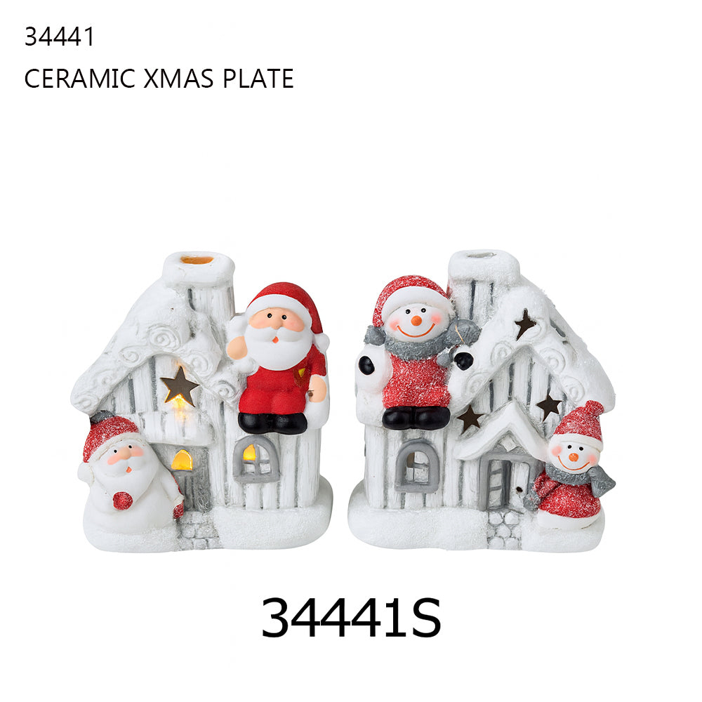 Ceramic Christmas House with Santa