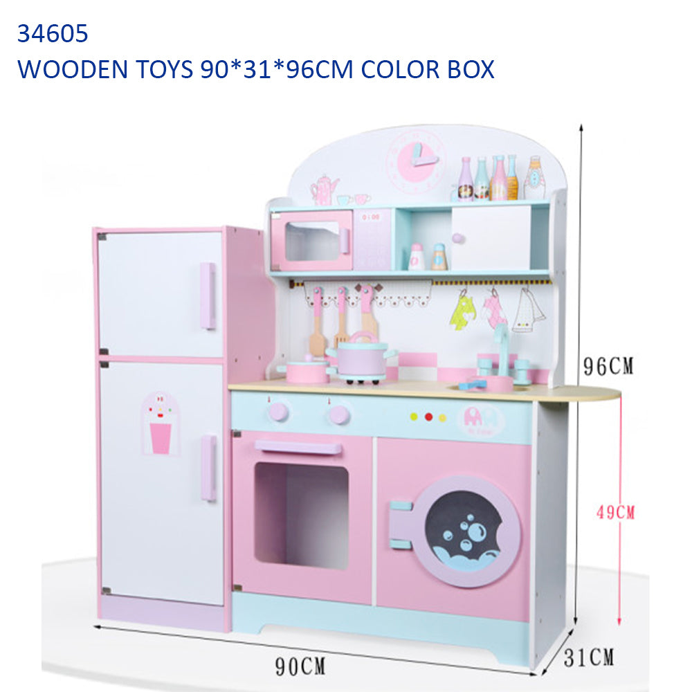 Pink Wooden Kitchen Set