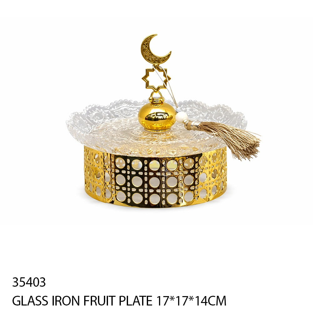 Glass & Iron Fruit Plate 17×17×14cm
