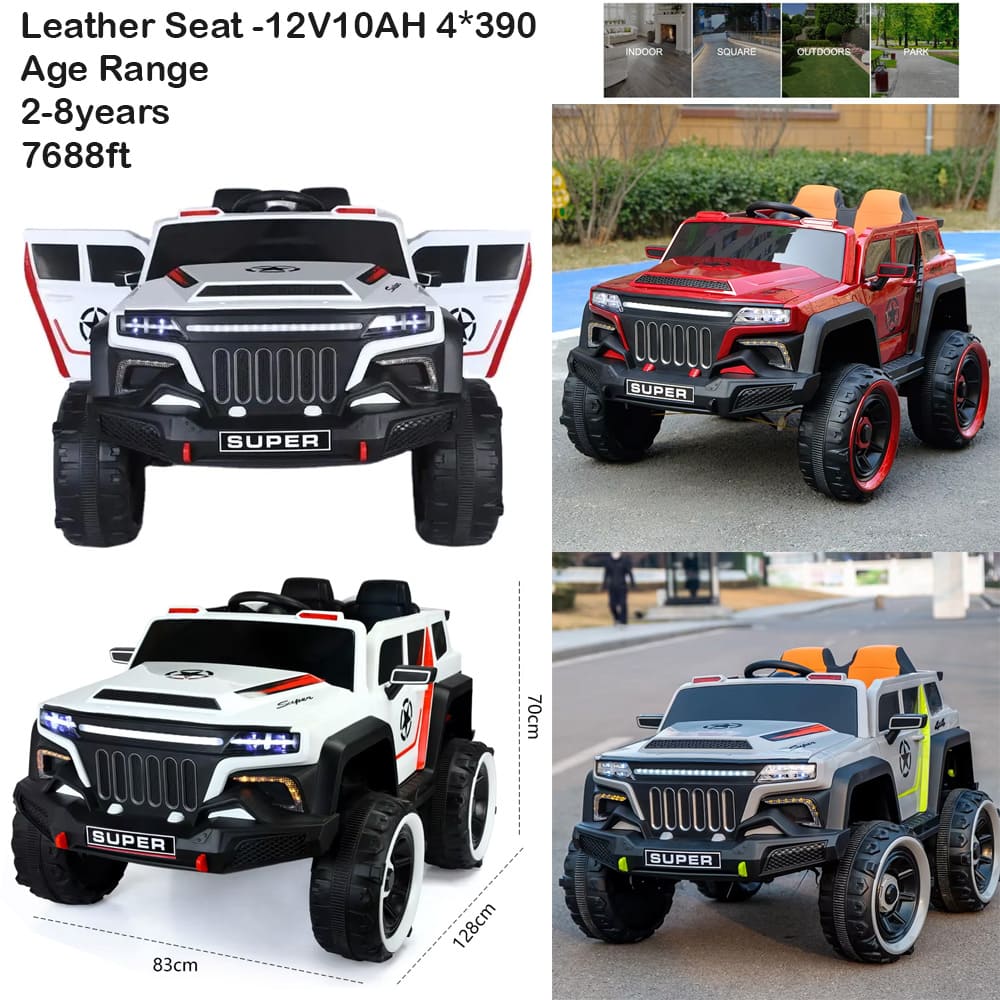 Leather Seat 12V Ride-On Jeep – 7688FT