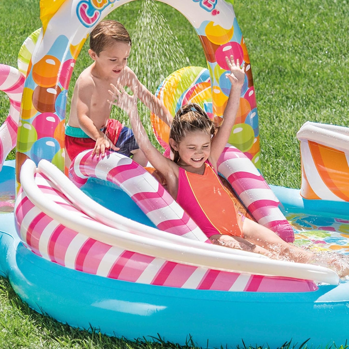 candy fun inflatable play center with slide