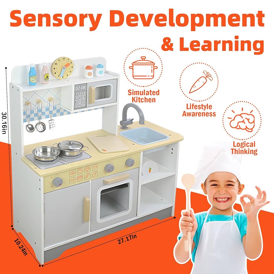 Adena Montessori Wooden Play Kitchen Set