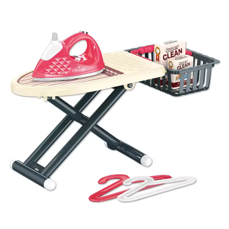 Kids Laundry Play Set Pretend Play Laundry Toy Foldable Ironing Board Toy