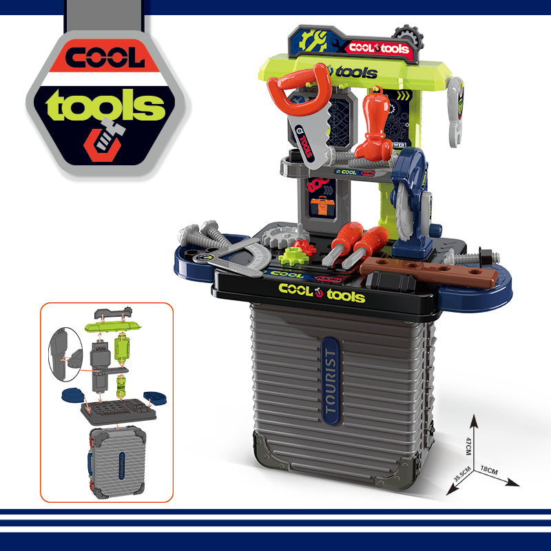 Tooling Box Kids Pretend Play Set Plastic Tool Toys Workshop Table Toy for Children