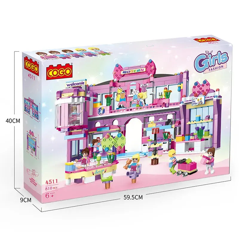 COGO Blocks 810 PCS Enlightened Fashion DIY Girls Series Mini Block Set Shopping Mall Block Toys for Kids