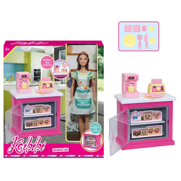 kitchen breakfast bar doll set